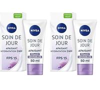 NIVEA - Soin De Jour Apaisant - Crème Visage FPS 15 - Hydratation Intense 24H - Nourrit - Huile De Pépins De Raisin Et Extrait De Réglisse - Texture Fondante - Formule Vegan - Peaux Sensibles - 50 ml