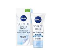 NIVEA - Soin De Jour Fraîcheur - Crème Visage FPS 15 - Hydratation Intense 24H - Repulpe & Rafraîchit - Vitamine E & Extrait De Lotus - Texture Légère - Peaux Normales - 50 ml