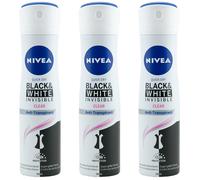 Nivea Spray Déodorant Noir et Blanc Invisible 3 x 150ml 48H Antitranspirant