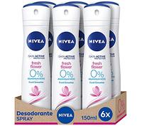 NIVEA Spray Fresh Flower 0% Aluminium - 6 récipients X 150 ML - Total : 900 ML