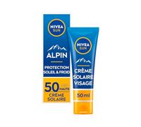 NIVEA SUN ALPIN Crème solaire visage FPS 50 (1 x 50 ml), Protection anti UV hivernale hydratante, Écran solaire anti UVA/UVB pour tous types de peaux
