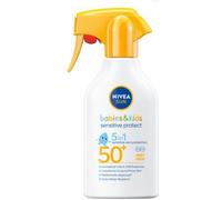 NIVEA Sun Babies & Kids Sensitive Protect Lotion 5 en 1 270 ml - Soin solaire extra doux pour la peau délicate des bébés et des enfants, sans parfum, résistant à l'eau, formule hydratante non grasse