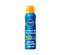 NIVEA SUN - Brume Protectrice Protect & Dry Touch FPS 50 - Protection Solaire - Glycérine - 100% Transparent - Formule Non Grasse & Rafraîchissante - Ultra-Résistant À L'Eau - Peaux Normales - 200 ml
