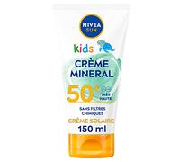 NIVEA SUN Crème Minérale Kids FPS 50+ (1 x 150 ml), Crème solaire aux filtre UVA/UVB 100% Minéraux, Protection solaire ultra-résistante à l’eau et à la formule vegan
