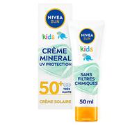 NIVEA SUN Crème Minérale Kids FPS 50+ (1 x 50 ml), Crème solaire aux filtre UVA/UVB 100% Minéraux, Protection solaire ultra-résistante à l’eau et à la formule vegan