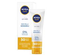 NIVEA SUN Crème UV Visage Sensitive SPF50 50 ml Crème solaire visage 50 pour peaux sensibles, Protection solaire du visage contre les allergies solaires, Crème visage SPF 50 sans parfum texture légère