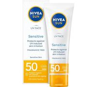 NIVEA SUN Crème Visage Sensitive Crème Solaire pour Peau Sensible SPF50, 50ml