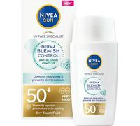NIVEA SUN Derma Skin Clear SPF50+ Crème solaire visage 40ml avec complexe anti-imperfections et niacinamide Protège contre les rayons UVA/UVB et le vieillissement prématuré de la peau