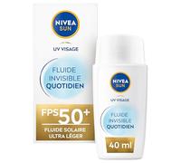 NIVEA SUN Fluide Solaire UV Visage Daily Invisible SPF 50+ (1 x 40 ml) - Crème solaire visage texture ultra-légère - Fluide protecteur matifiant - Tous types de peaux
