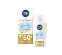 NIVEA SUN Fluide Visage UV Quotidien, Teinte Claire, SPF 50+, 40 ml | Crème solaire teintée visage à l’acide hyaluronique, protection UV, hydrate, unifie le teint et réduit les taches solaires