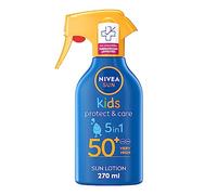 NIVEA SUN Kids Protect & Care Spray déclencheur SPF 50+ (270 ml), résistant à l'eau, crème solaire pour enfants offrant une protection instantanée et efficace UVA + UVB