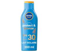 NIVEA SUN Lait solaire activateur de bronzage Protect & Bronze FPS 30 (1 x 200 ml), crème solaire avec protection solaire UVA/UVB pour un hâle naturellement bronzé