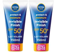 NIVEA SUN Lait Solaire Invisible Finish Protect & Hydrate SPF 50+ 150 ml - Crème Solaire résistante à l'eau - Protège et Hydrate - Haute Protection Visage et Corps (Lot de 2)