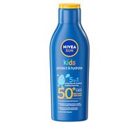 NIVEA SUN Lait solaire KIDS Protect & Play FPS 50+ (1 x 200 ml), crème solaire hydratante pour peau sensible des enfants, protection UVA/UVB résistante à l'eau
