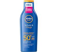 NIVEA SUN Lotion solaire SPF 50+, protection solaire imperméable à la vitamine C et à l'acide hyaluronique, à absorption rapide pour 48 h d'hydratation sans résidus blancs (200 ml)