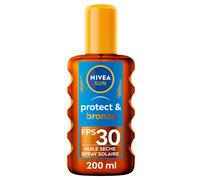 NIVEA SUN - Spray Huile Sèche Activateur De Bronzage Protect & Bronze FPS 30 - Protection Solaire & Teint Hâlé - Extrait Naturel De Pro-Mélanine - Absorption Rapide - Peaux Normales - 200 ml