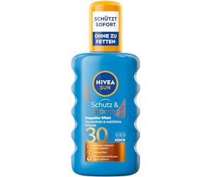 NIVEA SUN Protection & Bronzage Spray Solaire SPF 30 Crème Solaire à l'extrait de Pro-Mélanine pour un bronzage uniforme Protection Solaire instantanée avec système de filtration UVA/UVB (200 ml)