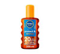 NIVEA SUN - Spray Huile Sèche Activateur De Bronzage Protect & Bronze FPS 20 - Protection Solaire & Teint Hâlé - Extrait Naturel De Pro-Mélanine - Absorption Rapide - Peaux Normales - 200 ml