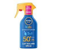 NIVEA SUN Spray Pistolet Solaire Protect & Hydrate Kids SPF 50+ 270 ml - Crème Solaire résistante à l'eau - Haute Protection Visage et Corps pour la peau délicate des Enfants