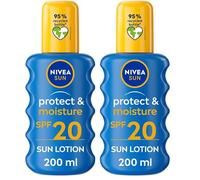 NIVEA SUN Spray solaire Protect & Hydrate FPS 20 (1 x 200 ml), crème solaire protection moyenne, protection solaire pour adultes hydratante et résistante à l'eau (Lot de 2)