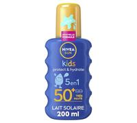 NIVEA SUN Spray Solaire Protect & Hydrate Kids Coloré SPF 50+ 200 ml - Crème Solaire résistante à l'eau - Haute Protection Visage et Corps pour la peau délicate des Enfants