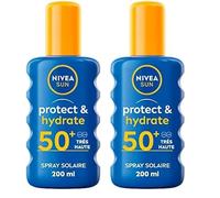 NIVEA SUN Spray Solaire Protect & Hydrate SPF 50+ 200 ml - Crème Solaire résistante à l'eau - Protège et Hydrate - Haute Protection Visage et Corps (Lot de 2)