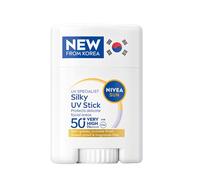 NIVEA SUN - Stick UV Visage Silky, Écran Solaire Visage, SPF 50+, 15 g | Stick solaire visage coréen, non gras, invisible, sans parfum, résistant à la transpiration, tous types de peau