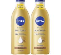 NIVEA Sun Touch Lotion pour le corps avec effet bronzant doux sans bandes, crème hydratante pour le corps à l'extrait de ginkgo et à l'huile de pépins de raisin (400 ml) (Lot de 2)
