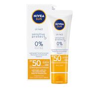 NIVEA Sun UV Face Sensitive Crème solaire SPF 50, protection solaire du visage sans parfum pour peaux sensibles, formule légère non grasse avec protection UVA/UVB, crème solaire quotidienne pour le