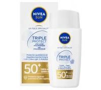 NIVEA SUN Soin Solaire Visage Triple Protect 50+ (1 x 40 ML), Fluide Visage à la Texture Ultra-légère, Fluide Protecteur Quotidien Contenant de l’Acide Hyaluronique