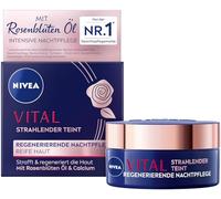 NIVEA VITAL Teint éclatant Soin de nuit régénérant pour peaux matures, soin du visage pour une peau plus ferme et régénérée, crème de nuit à l'huile de pétales de rose, calcium et créatine (50 ml)