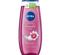 NIVEA WaterLily & Oil Gel douche nourrissant (250 ml), gel douche rafraîchissant avec perles d'huile nourrissante, douche douillette avec parfum délicat nénuphar