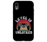 Niveau 10 Débloqué Rétro 10ème Anniversaire Gamer Vidéo Garçon Fille Coque pour iPhone XR