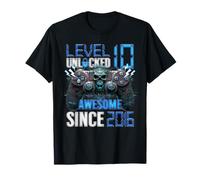 Niveau 10 Unlocked Awesome Since 2016 10th Birthday Boy T-Shirt