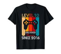 Niveau 10 Unlocked Awesome Since 2016 Gamer 10th Birthday Boy T-Shirt