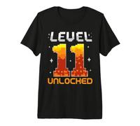Niveau 11 Débloqué 11e Anniversaire Onze Ans Gamer Gaming T-Shirt Haut de Gamme