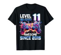 Niveau 11 Unlocked Awesome Since 2015 11th Birthday Boy T-Shirt