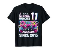 Niveau 11 Unlocked Awesome Since 2015 11th Birthday Gaming T-Shirt