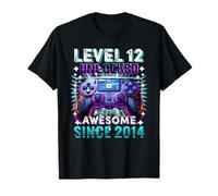 Niveau 12 Unlocked Awesome Since 2014 12th Birthday Boy T-Shirt