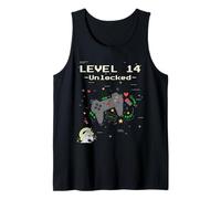 Niveau 14 Débloqué Gamer Licorne Anniversaire Gaming Quatorze Débardeur