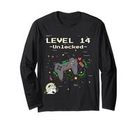 Niveau 14 Débloqué Gamer Licorne Anniversaire Gaming Quatorze Manche Longue
