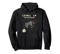 Niveau 14 Débloqué Gamer Licorne Anniversaire Gaming Quatorze Sweat à Capuche