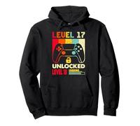 Niveau 17 Débloqué Niveau 18 Chargement Vintage Rétro 17 Anniversaire Sweat à Capuche
