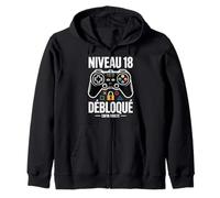 Niveau 18 Débloqué - 18 Ans Anniversaire Garçon Cadeau Gamer Sweat à Capuche