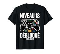 Niveau 18 Débloqué - 18 Ans Anniversaire Garçon Cadeau Gamer T-Shirt