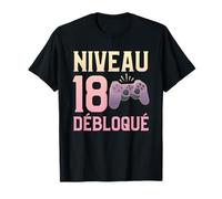 Niveau 18 Débloqué Ans Geek 18ème Anniversaire Gamer Garçon T-Shirt