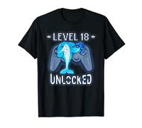 Niveau 18 débloqué - Gamer de requin amusant pour 18ème anniversaire T-Shirt