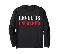 Niveau 18 Unlocked Funny 18th Birthday Manche Longue