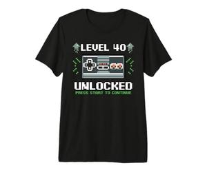 Niveau 40 Débloqué Drôle de Jeu vidéo 40ème Anniversaire T-Shirt Haut de Gamme