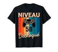 Niveau 58 Ans Anniversaire Gamer 1967 Vintage Humour T-Shirt